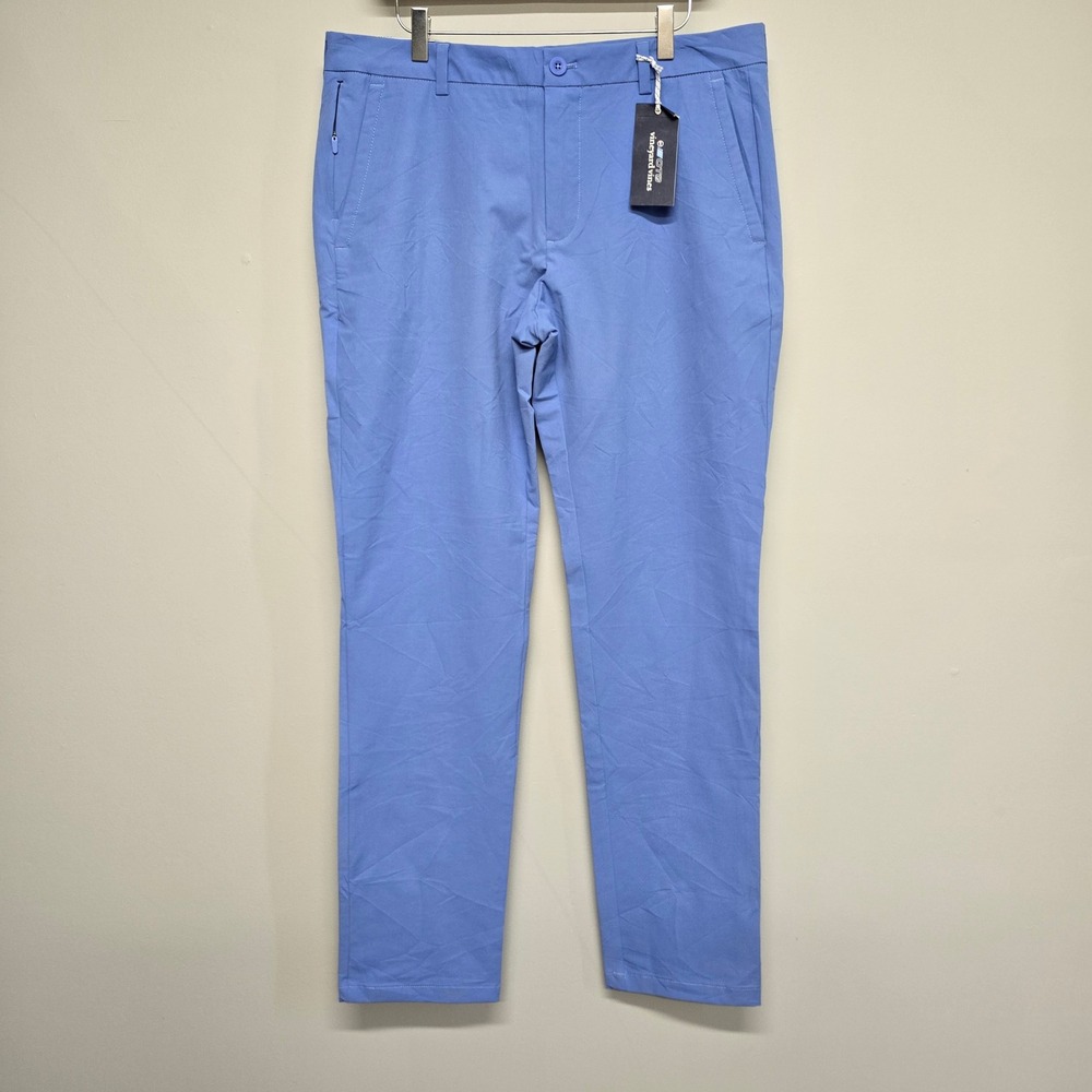 Vineyard Vines On-The-Go Pants Mens 33x32 Newport Blue Cotton Blend Performance